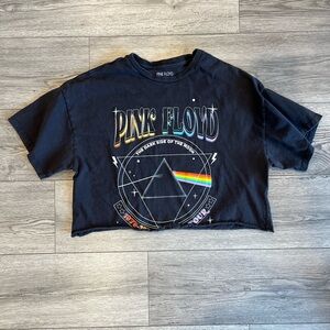 Pink Floyd Women’s Crop Graphic Tee Band Tour The Dark Side Of The Moon Small